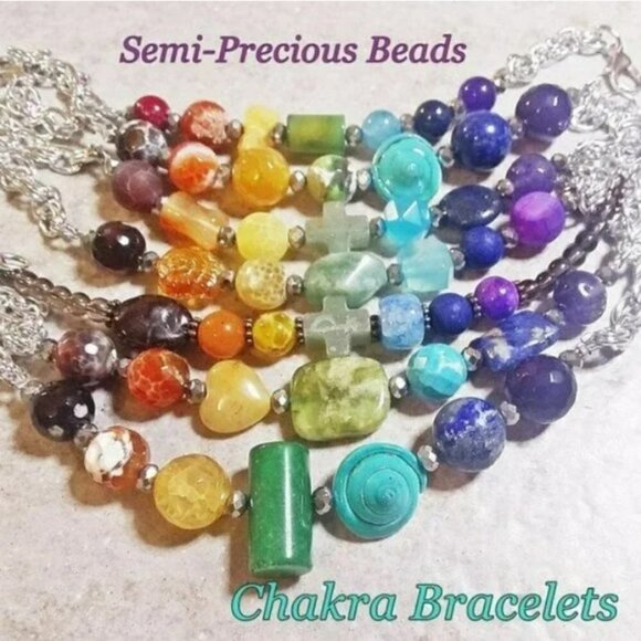 8" Chakra Stretch Bracelet w. Carnelian, Citrine Jasper, Tigereye & Agate Stone - Picture 9 of 9